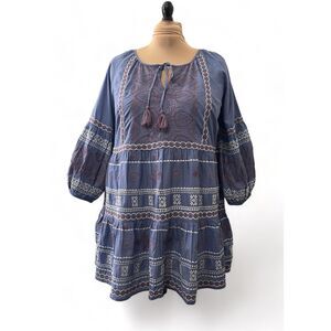 AVEOLOGY Embroidery Lilac NEW Mini Dress/Tunic Hippie Boho Peasant, Size 20